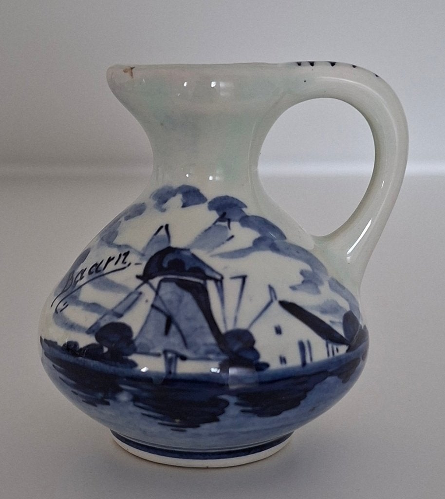 Delfts Blauw Souvenir Vaasje Baarn - Molenlandschap, Ophalen of Verzenden