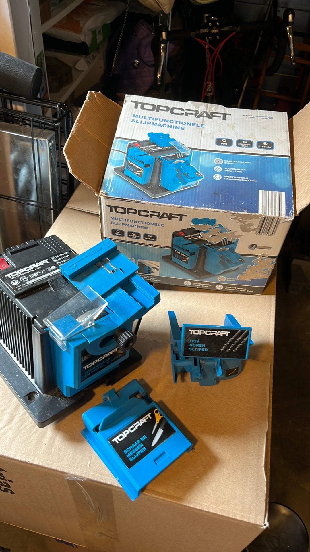 Topcraft slijpmachine voor o.a. beitels, Ophalen, Zo goed als nieuw, Minder dan 700 watt, Werkbankslijpmachine