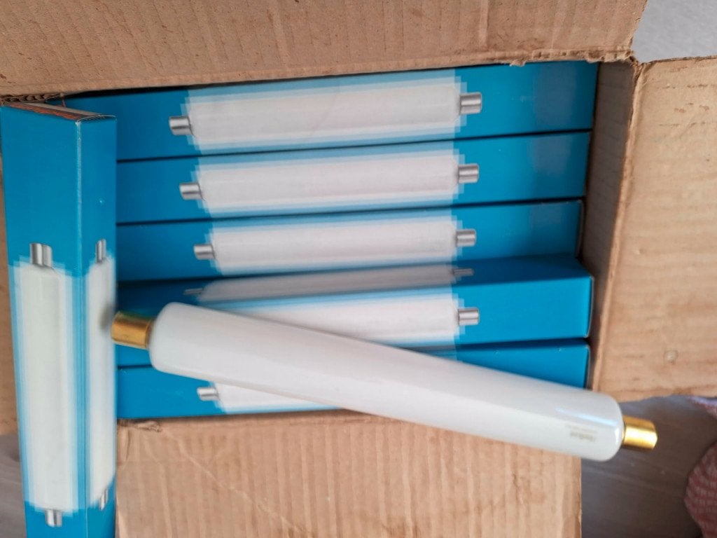 11 Vintage S19 striplight, lijnlamp, voor rietveld lamp L40, 30 tot 60 watt, Gloeilamp, Radium, Nieuw