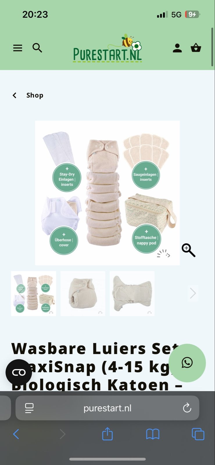 Purestart Wasbare Luiers Startersset Popolini & Happybeardia, Ophalen of Verzenden, Zo goed als nieuw