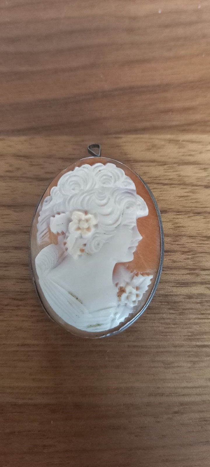 Schelp camee broche en hanger met zilver, Ophalen of Verzenden, Zilver, Broche
