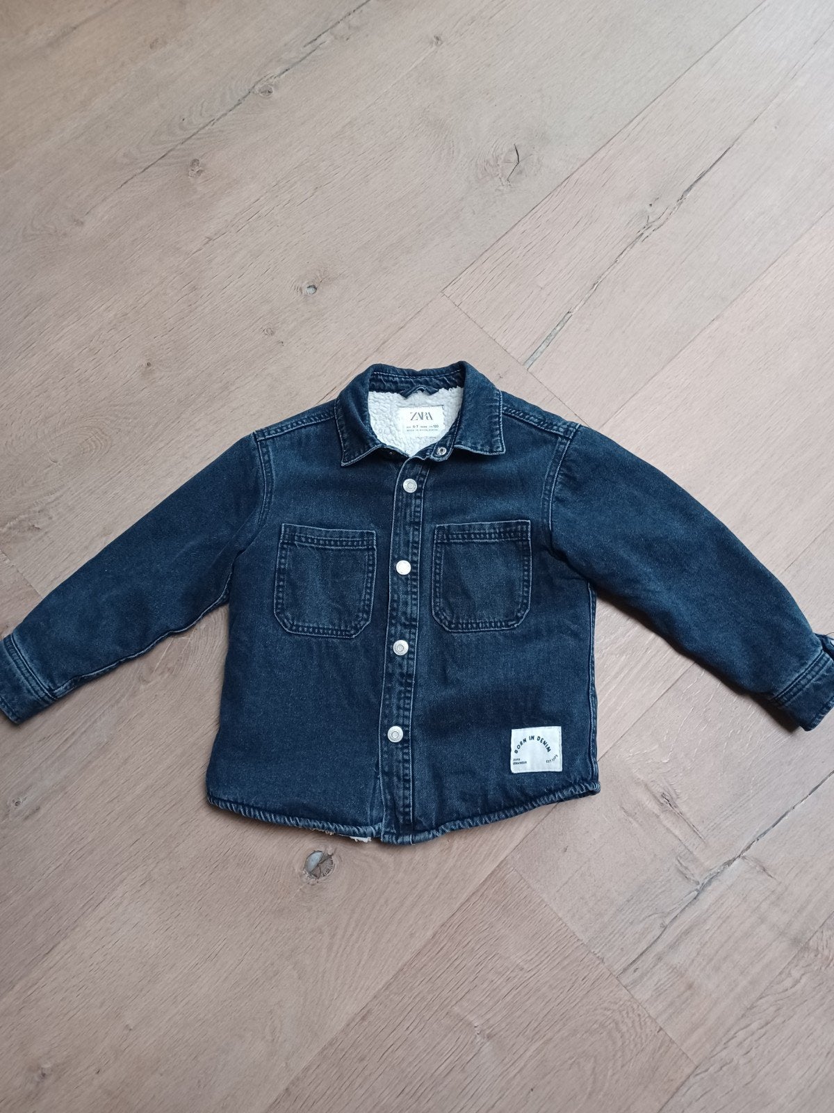 Stoer spijkerjack met teddy voering - Zara (6-7 jaar), Ophalen of Verzenden, Zo goed als nieuw, Zara, Jongen of Meisje