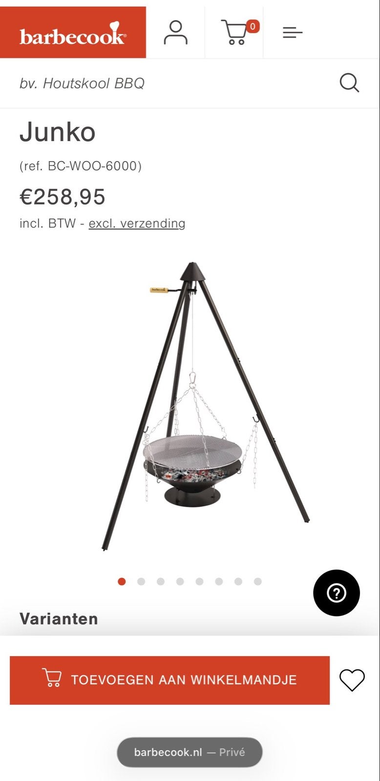 Barbecook Junko driepoot BBQ met vuurschaal en grillrooster, Ophalen, Zo goed als nieuw
