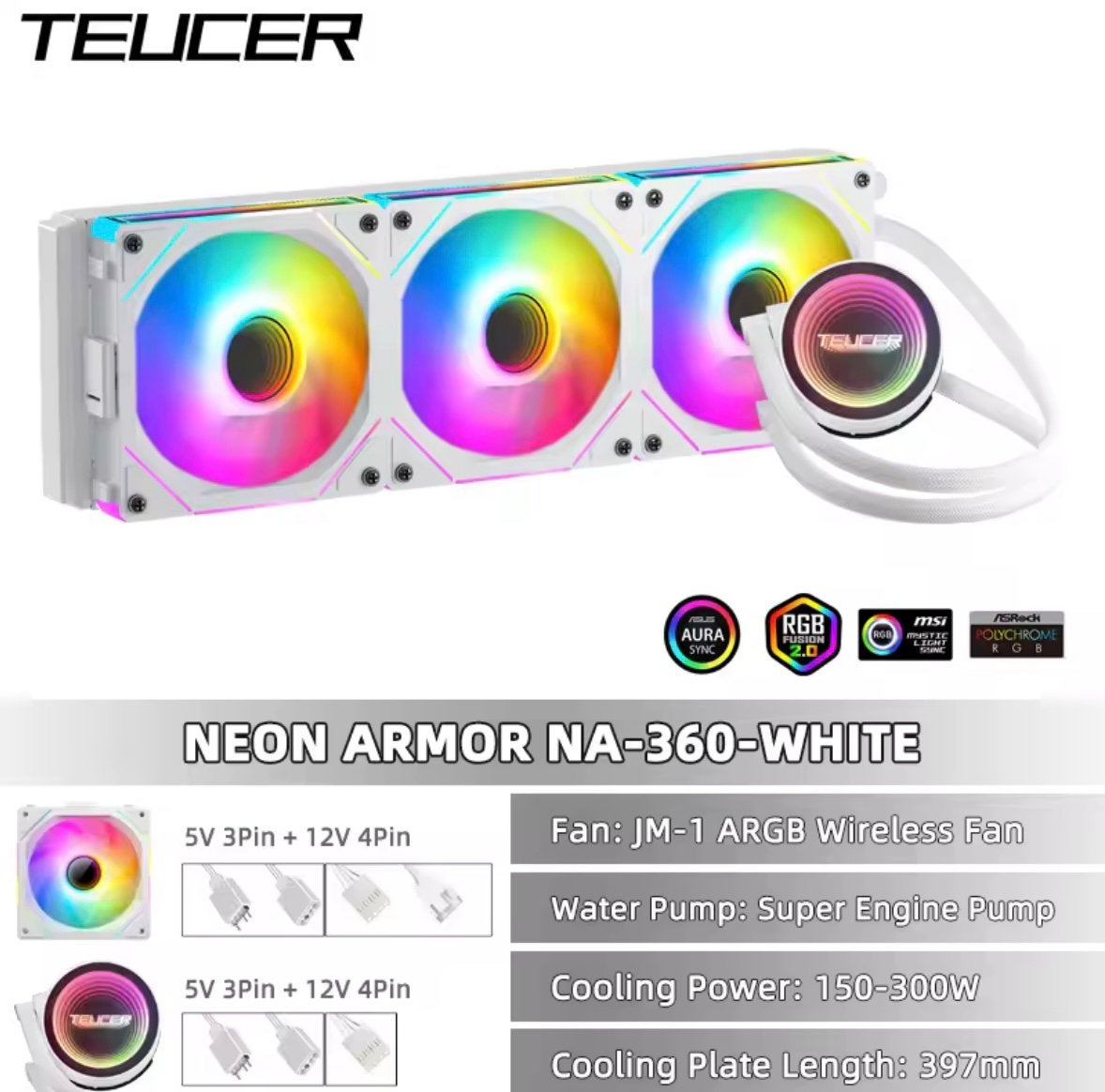 Tuecer aio water cooling 360 white, Ophalen of Verzenden, Zo goed als nieuw, Waterkoeling