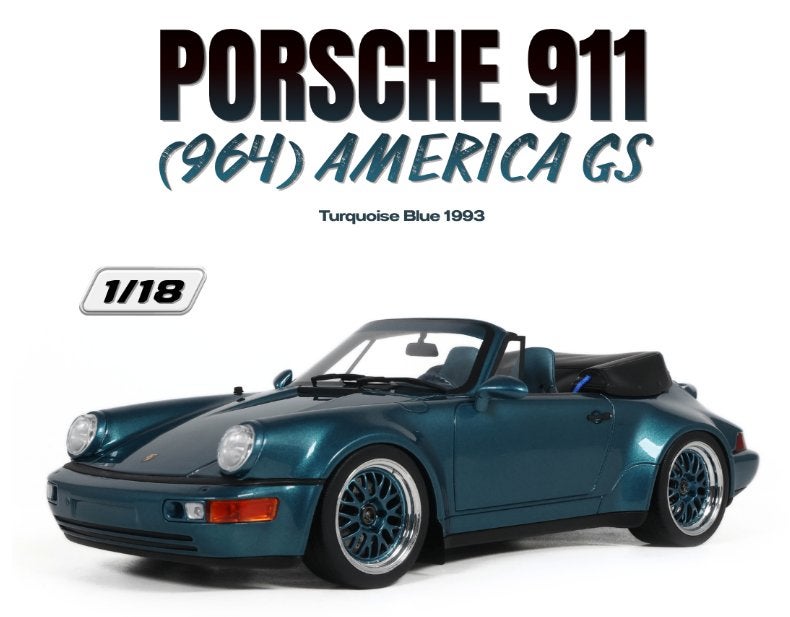 GT Spirit 1:18 Porsche 911 (964) America GS Turquoise blue, Overige merken, -, Nieuw, Ophalen of Verzenden