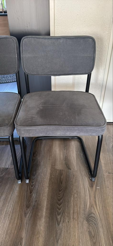 5 eetkamerstoelen, grijs ribstof, Ophalen, Zo goed als nieuw, Vijf, Zes of meer stoelen, Stof