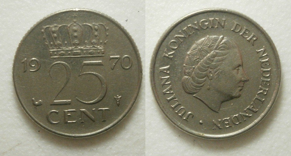 PD02570 Juliana 25 cent 1970, Ophalen of Verzenden, Koningin Juliana, 25 cent, Losse munt