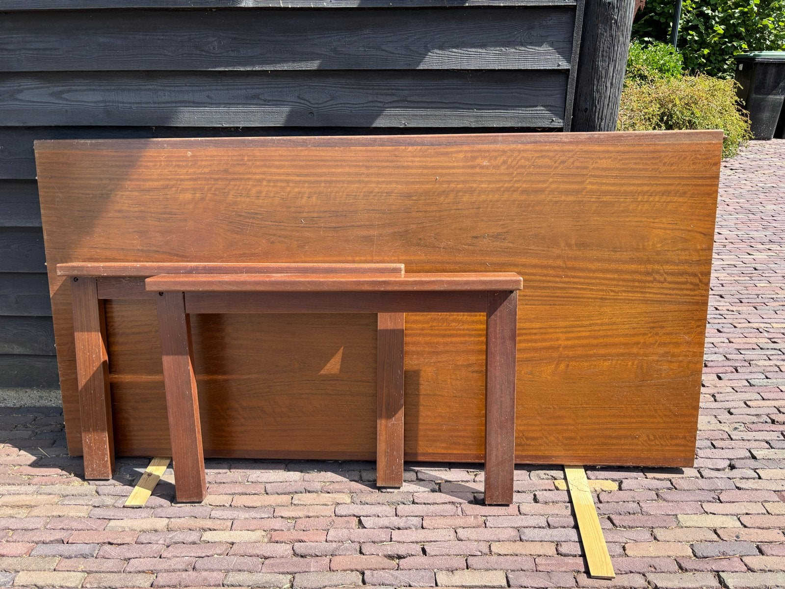 Eikenhouten (fineer) tafel 220x110 cm, Ophalen, Gebruikt, 100 tot 150 cm, Eikenhout