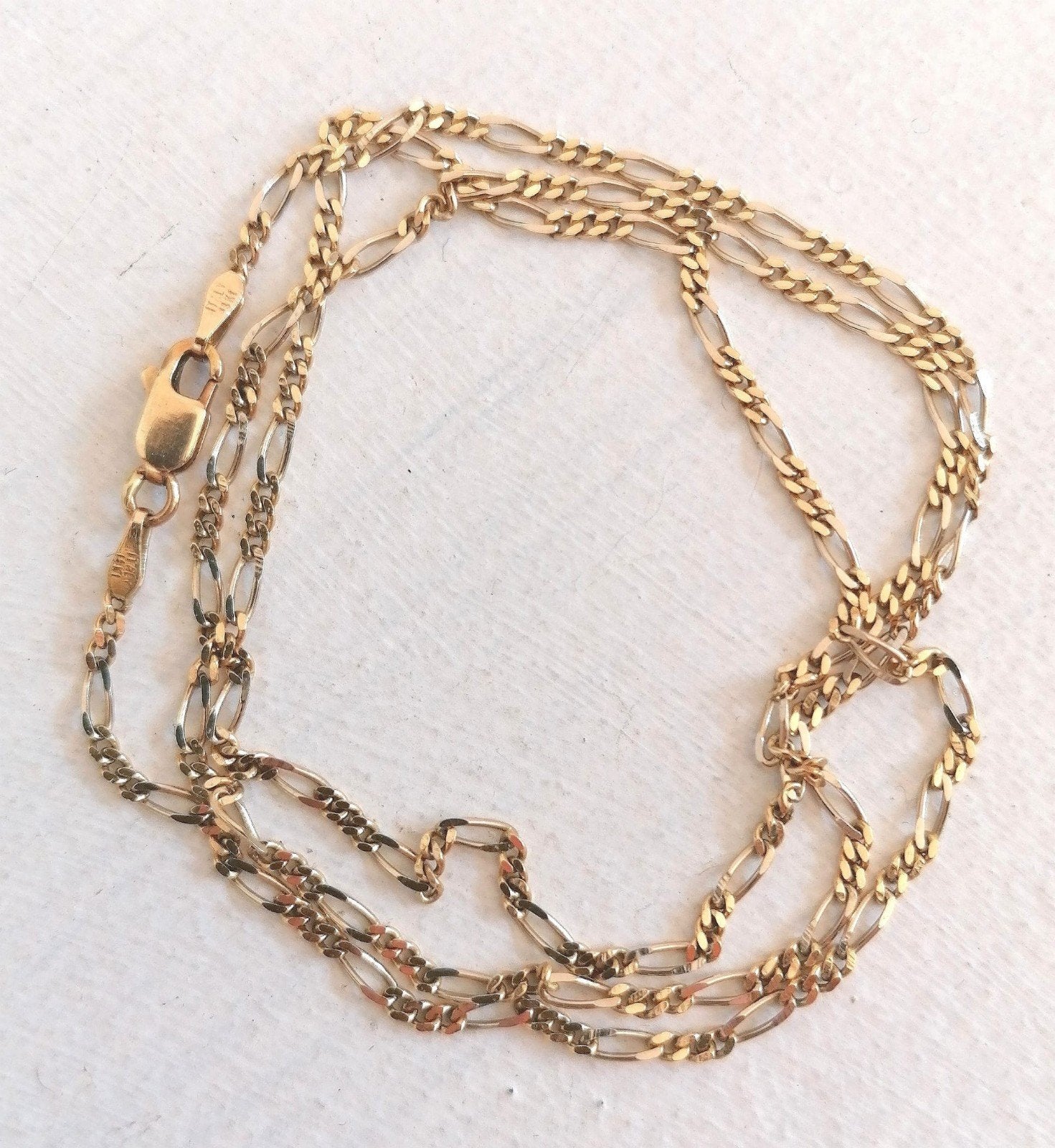 Figaro 14-Karaats Bicolor Gouden kettinkje, Sieraden, Tassen en Uiterlijk, Kettingen, Verzenden, Nieuw, Goud, Goud