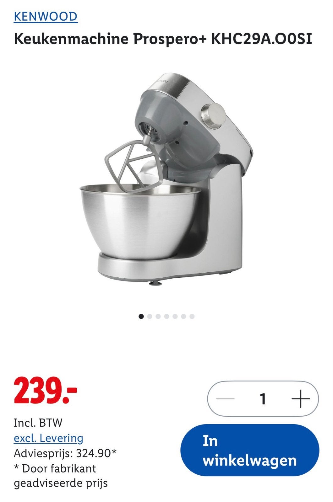 Kenwood Keukenmachine Prospero+ KHC29.A0SI - Zo goed als nie, Witgoed en Apparatuur, Keukenmixers, 4 liter of meer, Ophalen of Verzenden