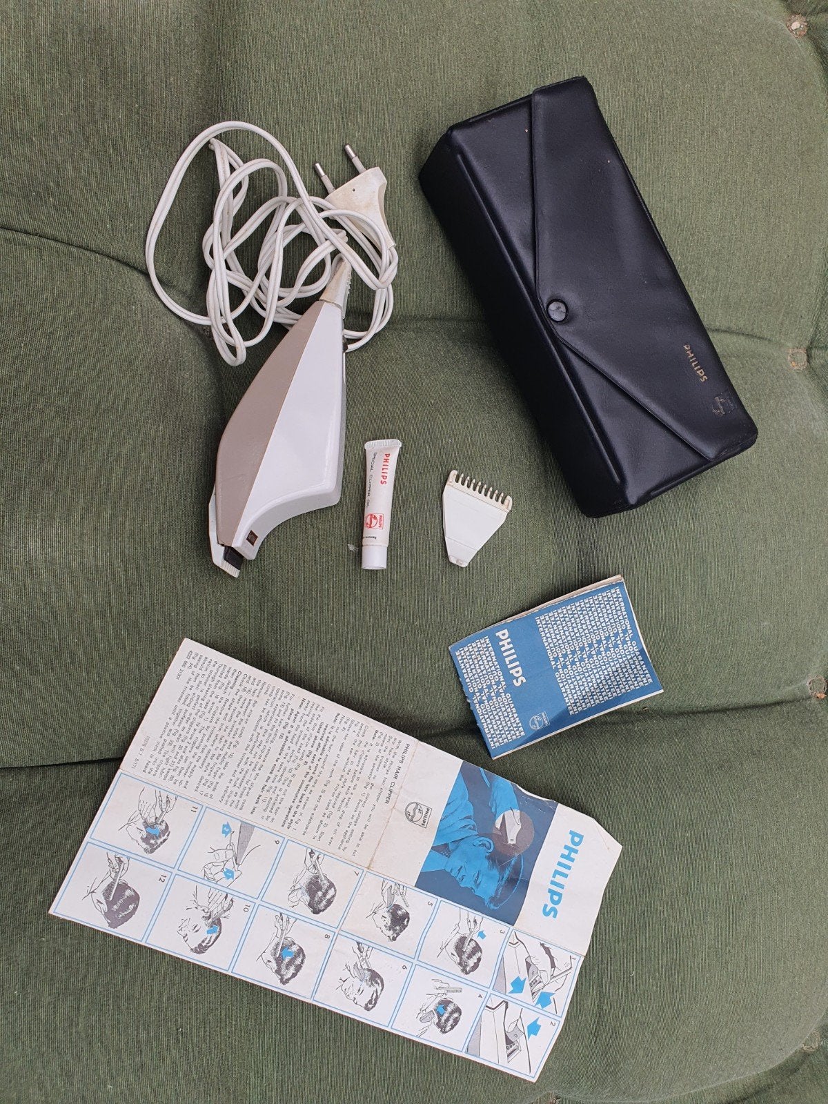 VINTAGE Tondeuse Philips SC 8200 met etui en accessoires, Ophalen of Verzenden, Gebruikt, Haarverzorging