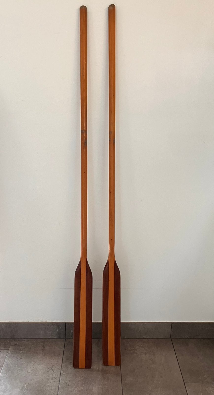 2 houten roei riemen / peddels, Ophalen, Gebruikt, Enkelbladige peddel