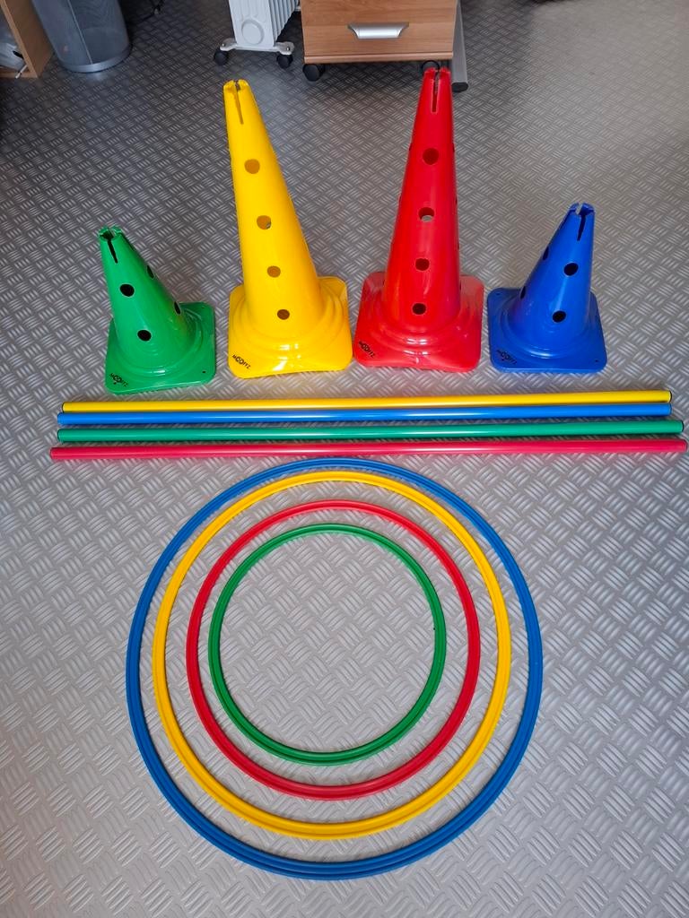 Agility set: pionnen, stokken en hoepels, Ophalen, Gebruikt