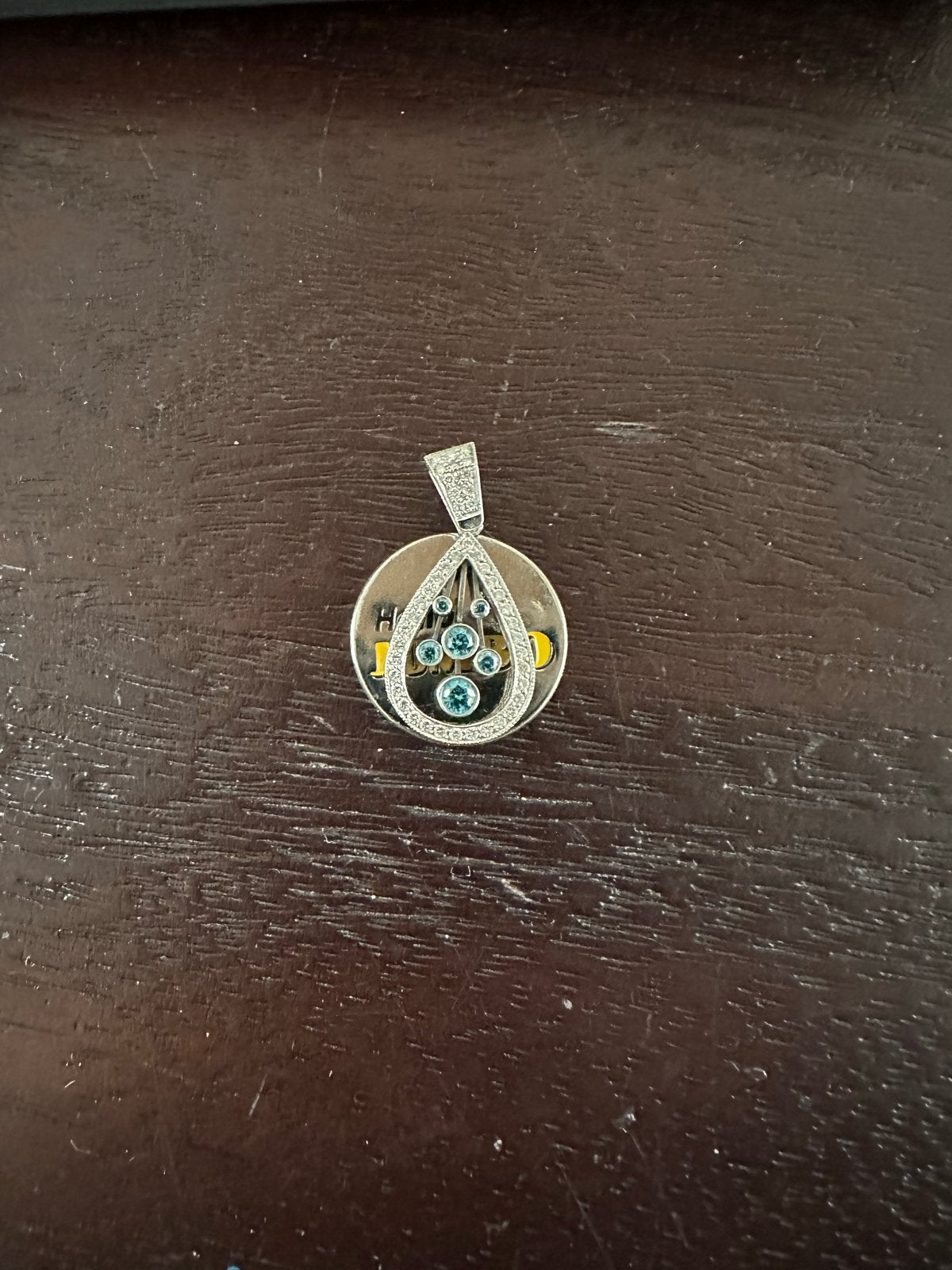 18 kt Witgouden Hanger met Blauwe en Witte Diamanten, Overige voorstellingen, Ophalen of Verzenden, Zo goed als nieuw, Met edelsteen