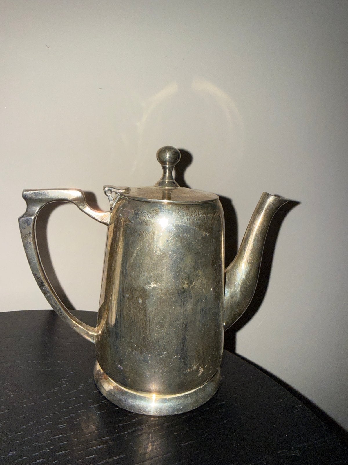 Antieke verzilverde theepot/koffiepot, Ophalen of Verzenden, Zilver