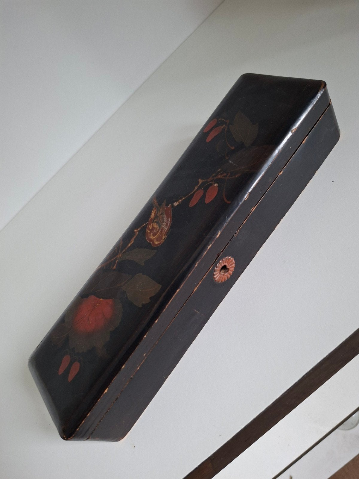 Antieke Chinese Lakdoos met Vogel- en Bloesemdecoratie, Antiek en Kunst, Ophalen of Verzenden
