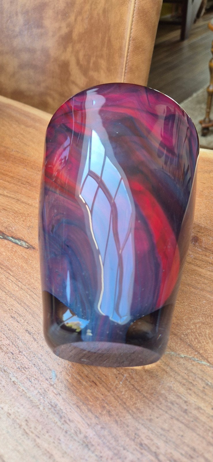 Vintage Murano Vaas - Rood, Paars, Wit Glaswerk, Ophalen of Verzenden