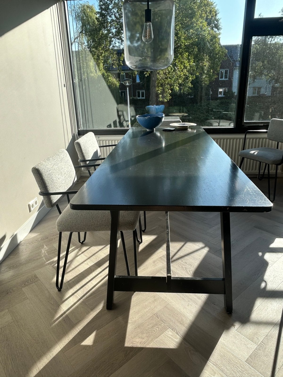 Eettafel 220x80 cm - Zwart, Ophalen, Gebruikt, 200 cm of meer, 50 tot 100 cm