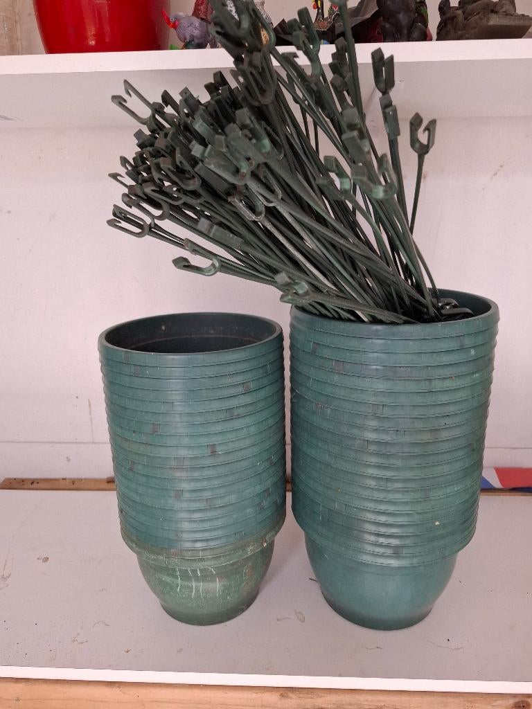 groene hanging baskets, Tuin en Terras, Ophalen, Kunststof, Gebruikt, Rond