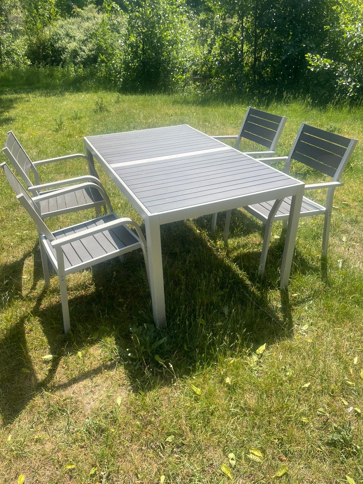 Ikea sjalland tafel + stoelen, Ophalen, 6 zitplaatsen, Aluminium, Zo goed als nieuw
