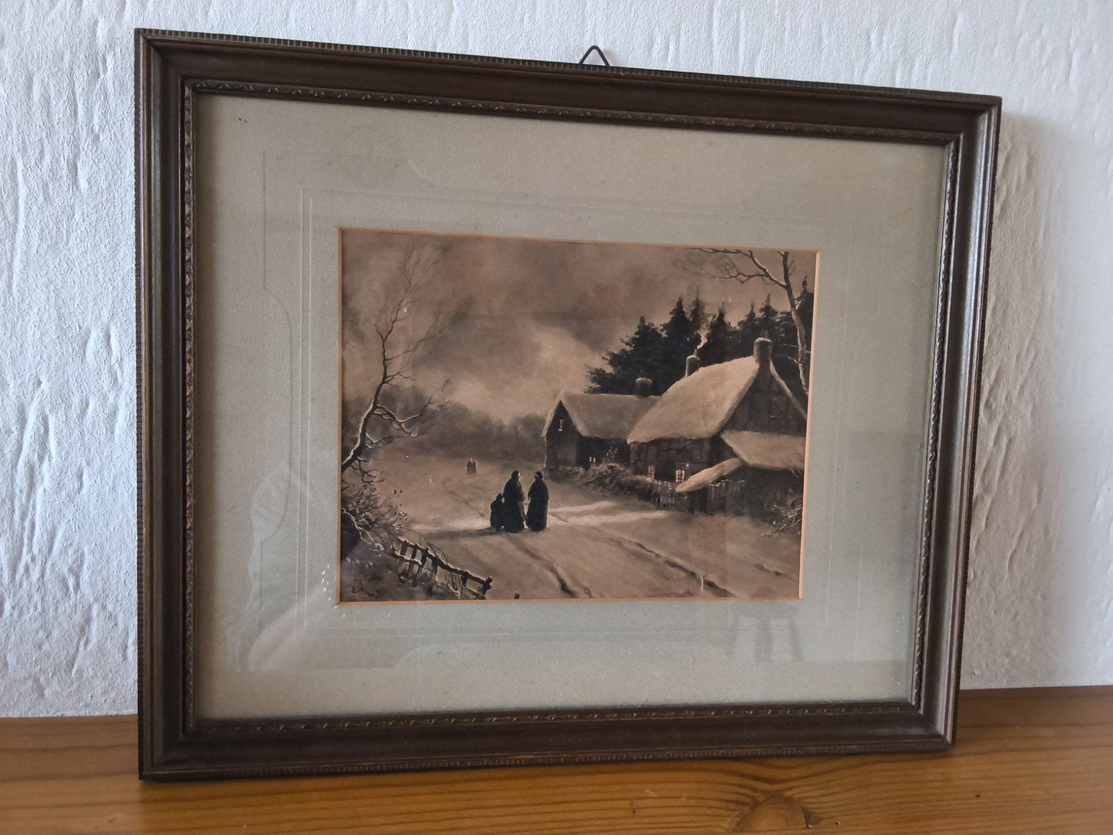 Sfeervol winters landschap schilderij met huisjes, Ophalen of Verzenden
