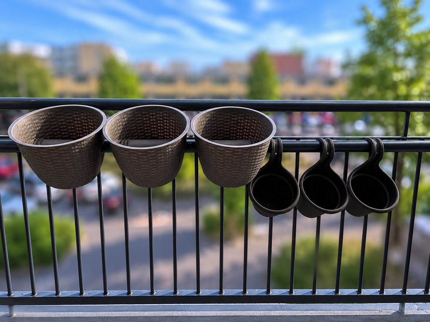 Set van 6 balkon plantenbakken - 3 groot, 3 klein, Ophalen, Kunststof, Gebruikt, Minder dan 30 cm