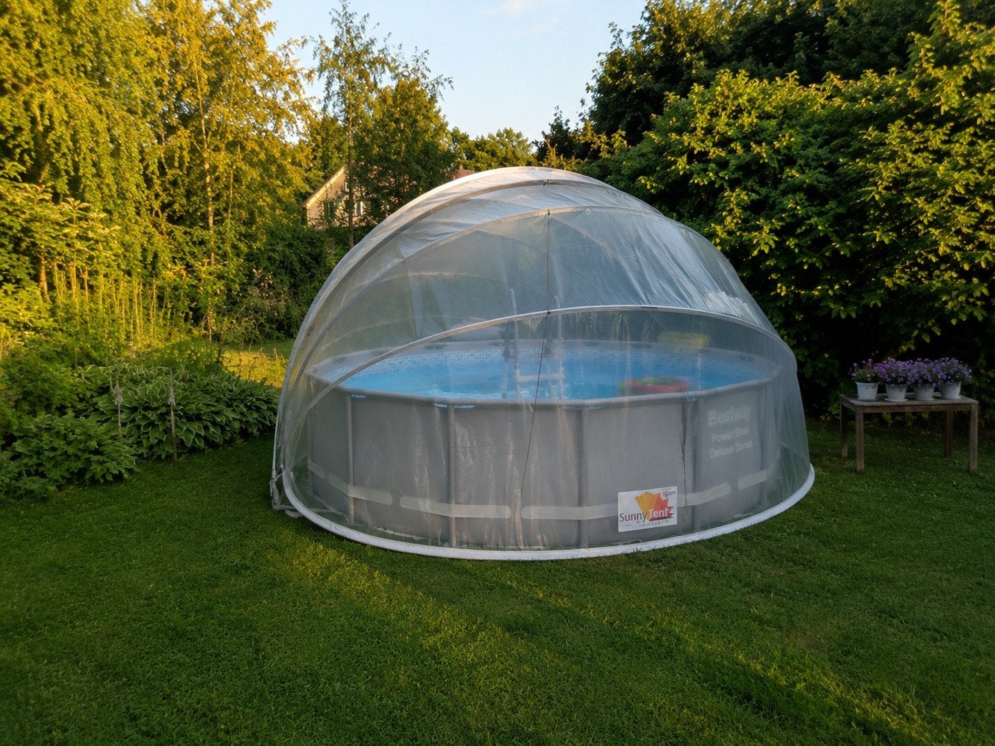 SunnyTent Rond XL zwembadoverkapping houd warm, Tuin en Terras, Zwembad-toebehoren, Gebruikt, Ophalen