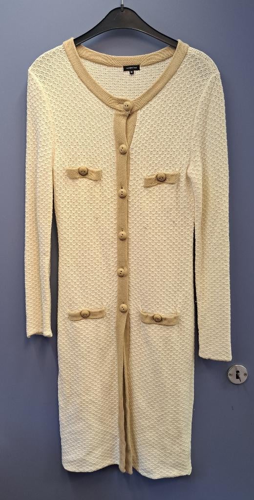 Caroline Biss lang gebreid ecru vest katoen mt S-M nr 50024, ., Beige, Ophalen of Verzenden, Zo goed als nieuw