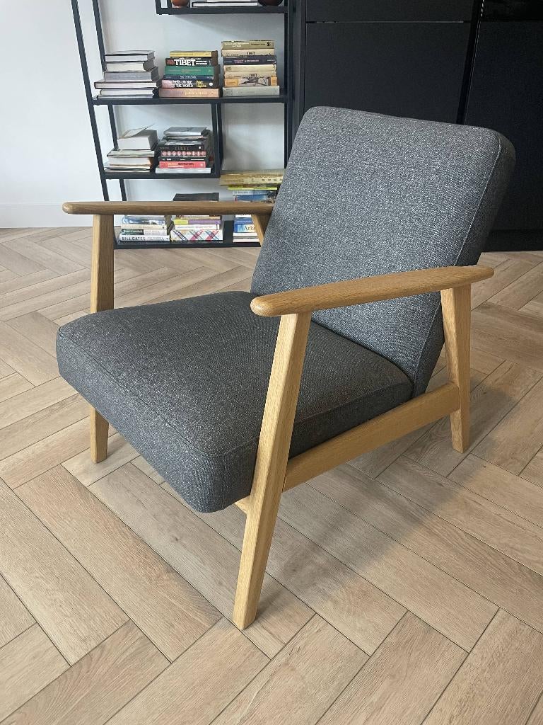 EKENÄSET Fauteuil eiken/Gunnared donkergrijs ZGN, Huis en Inrichting, Ophalen, Zo goed als nieuw, 75 tot 100 cm, 50 tot 75 cm