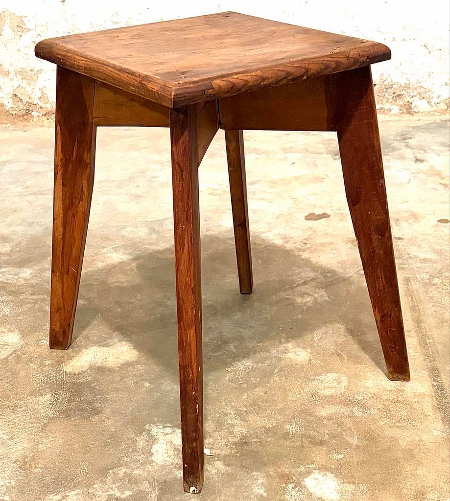 Houten kruk eikenhout stijl Prouvé, Ophalen of Verzenden, Gebruikt, Hout