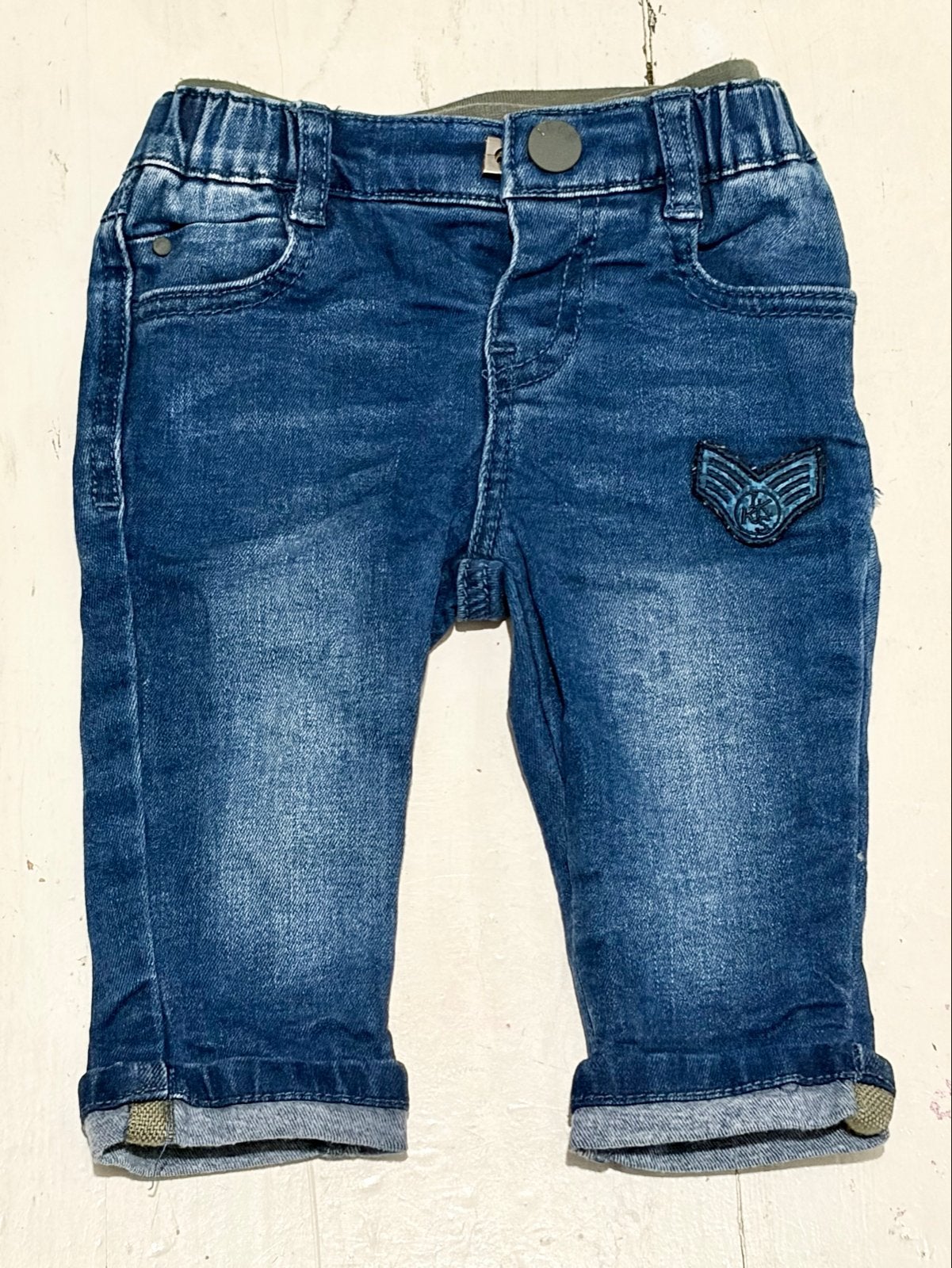 Stoere IKKS baby jeans spijkerbroek denim maat 62/68, Kinderen en Baby's, Ophalen of Verzenden, Zo goed als nieuw, Jongetje, Broekje