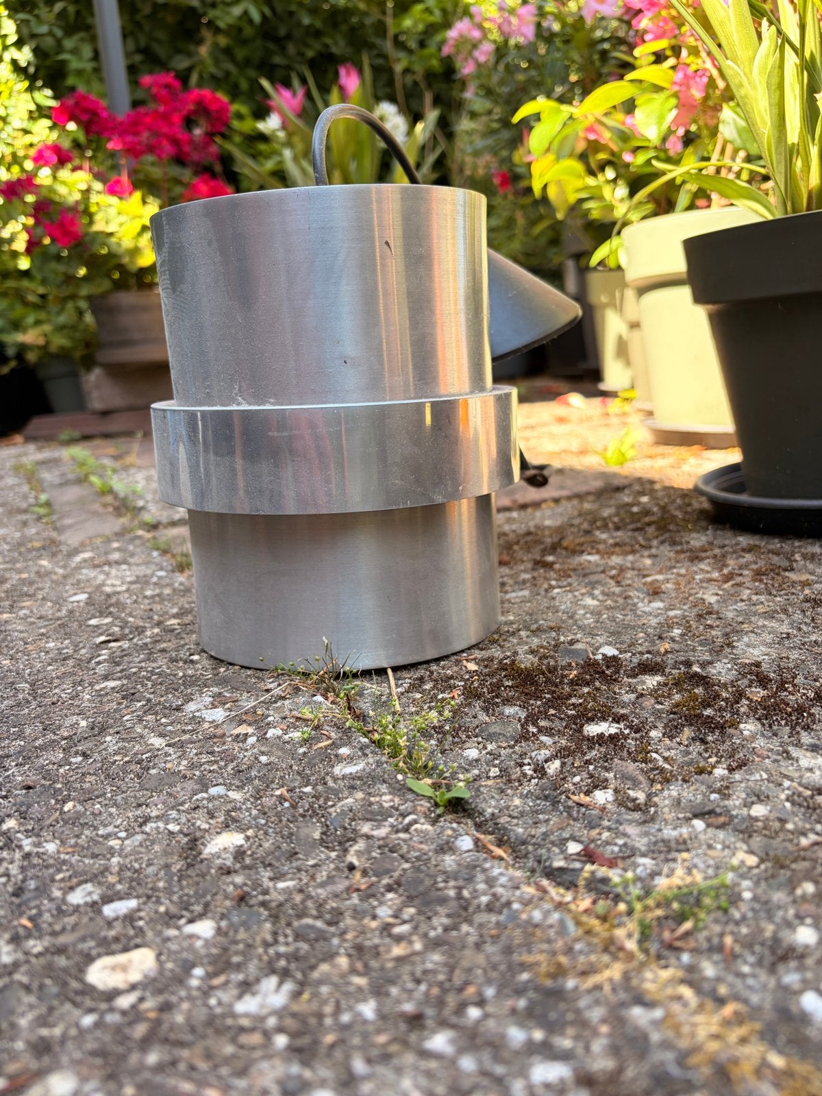 Vintage aluminium hanglamp, industriële stijl, Huis en Inrichting, Lampen | Hanglampen, Ophalen, Gebruikt, Metaal