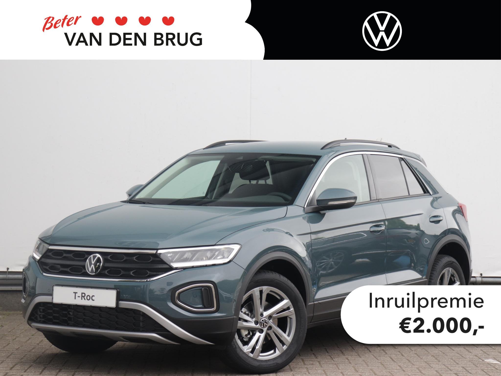 Volkswagen T-Roc Life Edition 1.0 TSI 116pk | Trekhaak | Ach, Voorwielaandrijving, Stof, Zwart, Blauw