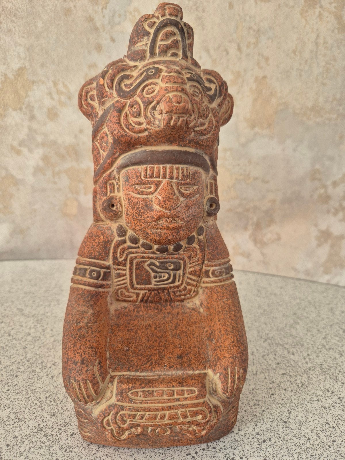 Azteekse Terracotta Beeld - Handgemaakt, Overige onderwerpen, Ophalen of Verzenden, Handgemaakt, 20 - 50 cm