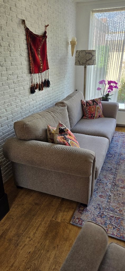 Bankstel UrbanSofa – bank + 2 fauteuils – taupe/greige, Huis en Inrichting, Ophalen, Gebruikt, 125 cm of meer, 125 cm of meer