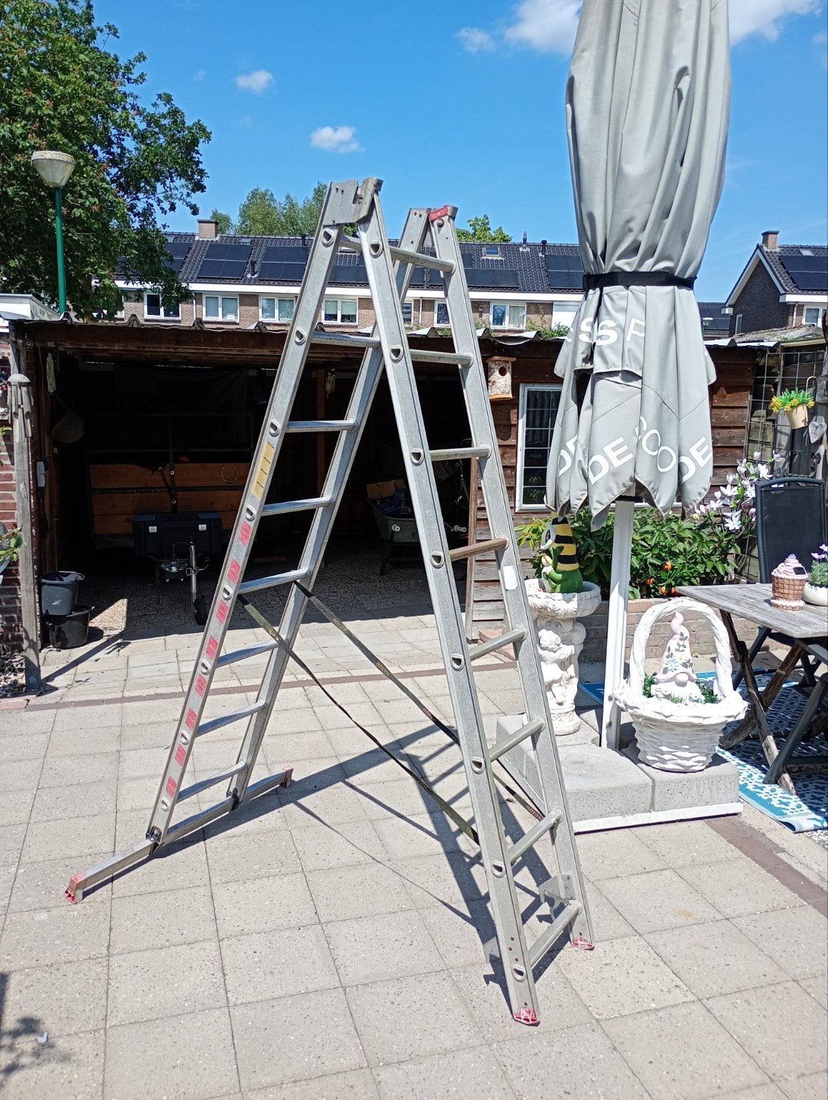 2x8 trede aluminium ladder, Doe-het-zelf en Verbouw, Ladders en Trappen, Ophalen, 4 meter of meer