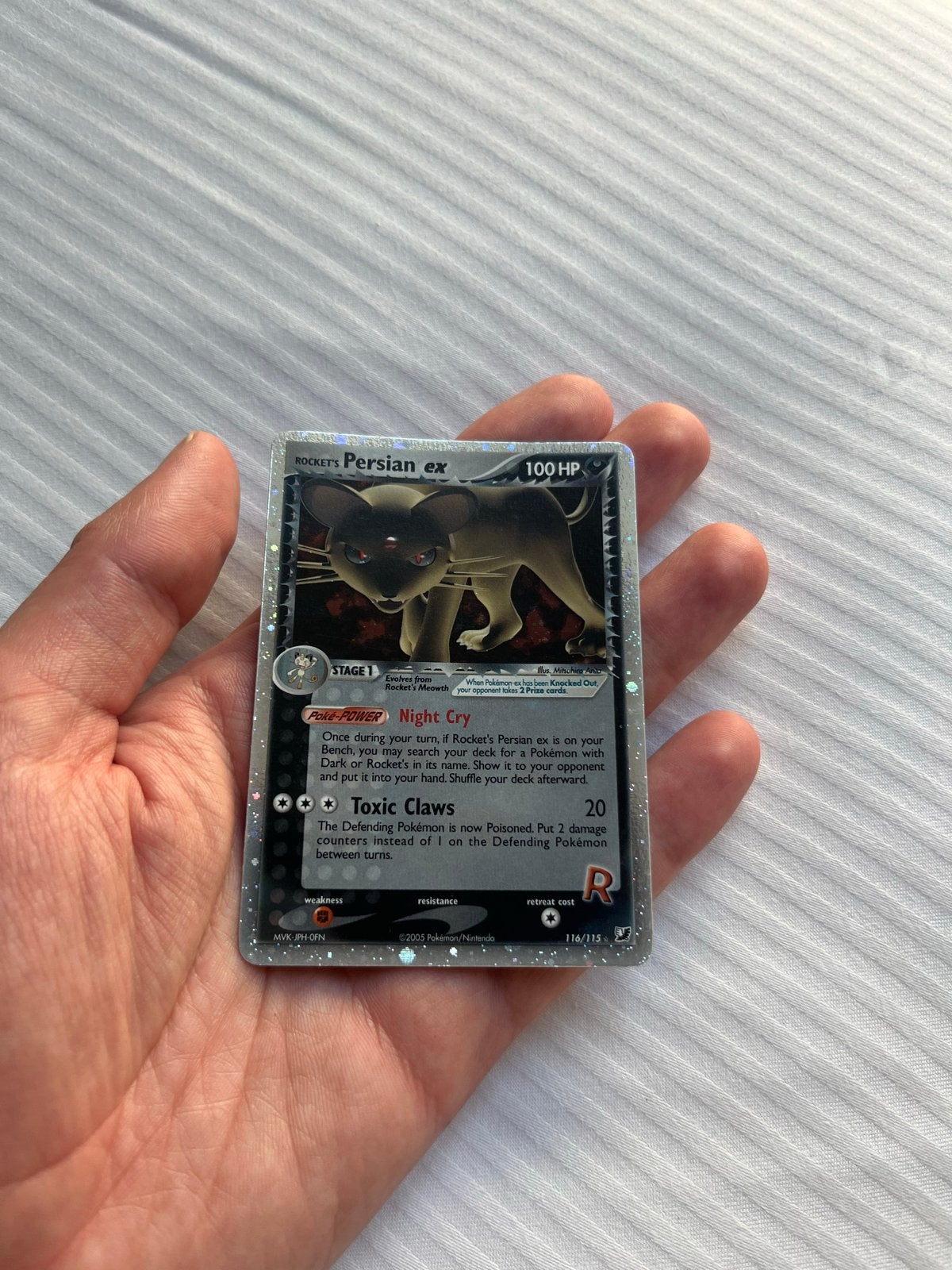 Rocket's Persian ex Pokémon kaart 116/115 NM, Ophalen of Verzenden, Zo goed als nieuw, Losse kaart, Foil