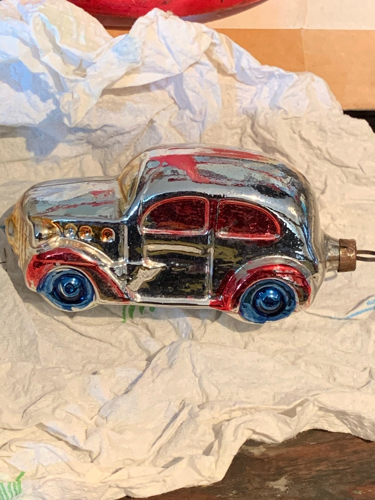 Glazen Kerstbal oldtimer, Diversen, Kerst, T, Ophalen of Verzenden, Zo goed als nieuw, N