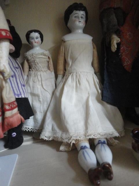 antieke CHINA DOLL pop met ONDER KLEDING, lengte 31 cm, Ophalen of Verzenden