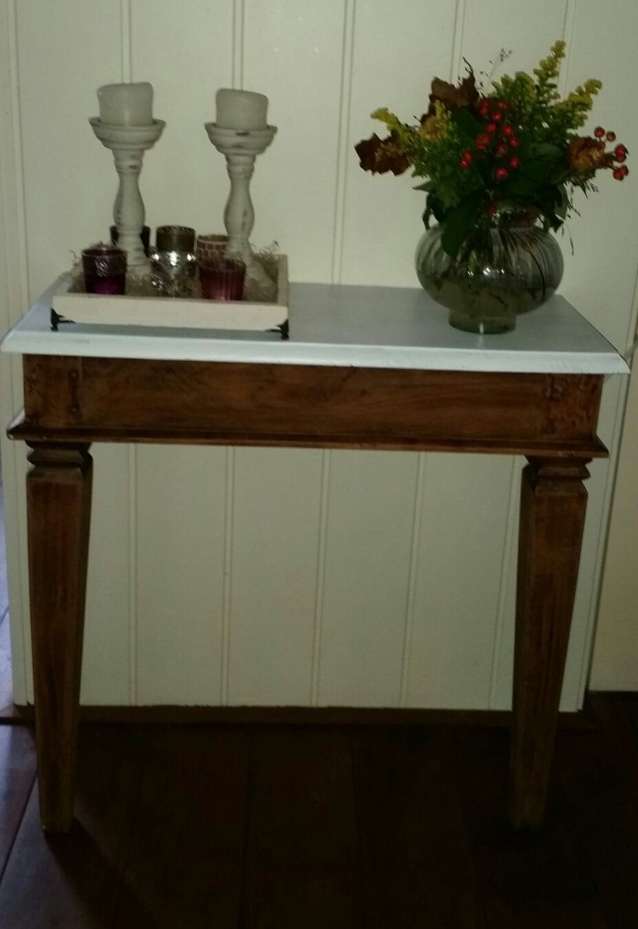Sfeervolle houten sidetable / wandtafel, Huis en Inrichting, Gebruikt, 100 tot 150 cm, Klassiek, Landelijk, Rechthoekig