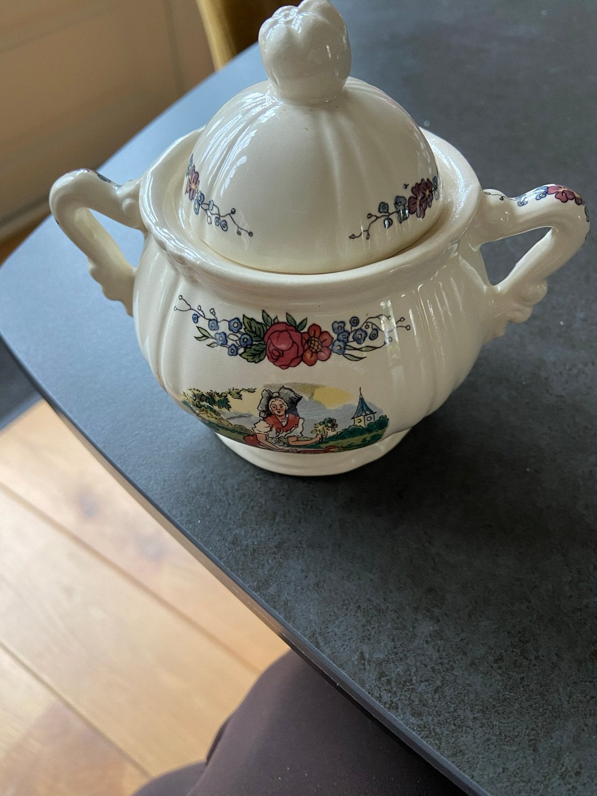 Vintage Suikerpot Sarreguemines Obernai - Vaatwasbestendig, Antiek en Kunst, Antiek | Porselein, Ophalen of Verzenden