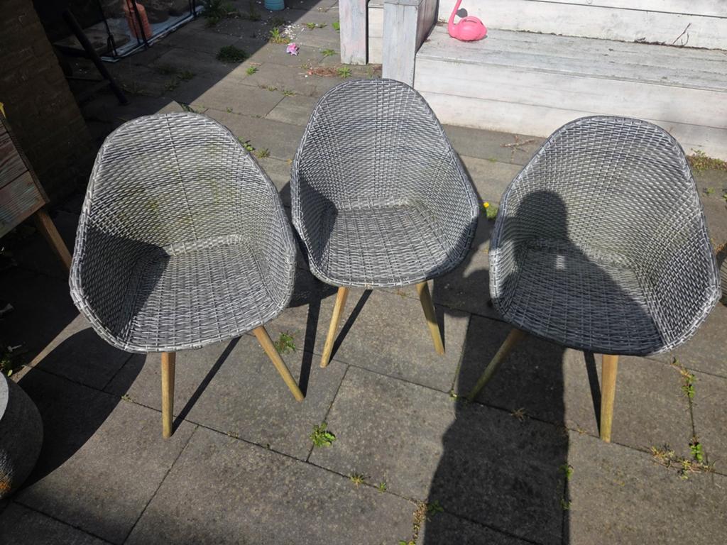 3x kuipstoelen, Ophalen, Gebruikt, Kunststof