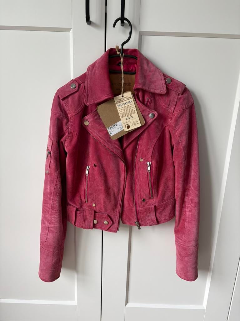 Leer suede kort jasje maat XS, Kleding | Dames, Ophalen of Verzenden, Gedragen, Maat 34 (XS) of kleiner, Roze