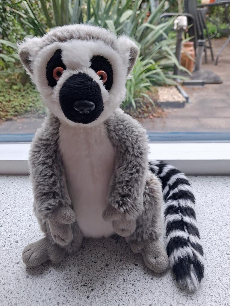 Ringstaartmaki Maki merk Unitoys UNI-TOYS meet ca 23 cm, Kinderen en Baby's, Speelgoed | Knuffels en Pluche, Ophalen of Verzenden