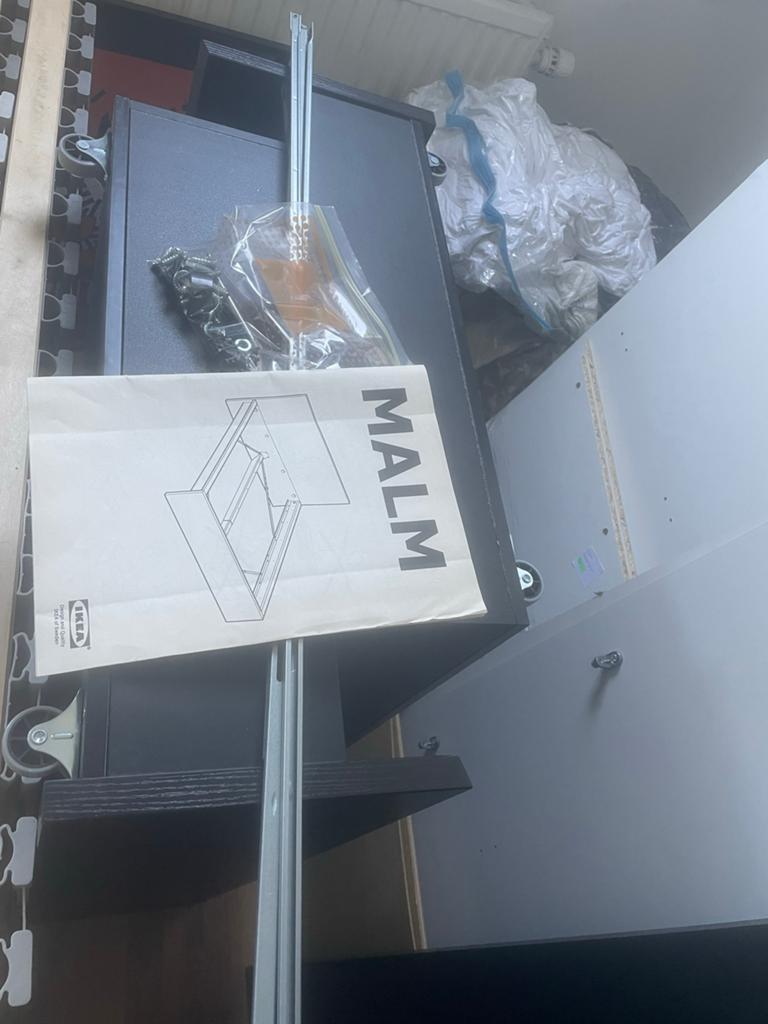 IKEA Malm bedframe zwart 180x200 met 4 lades, Huis en Inrichting, Slaapkamer | Bedden, Ophalen, Gebruikt, Zwart, Tweepersoons