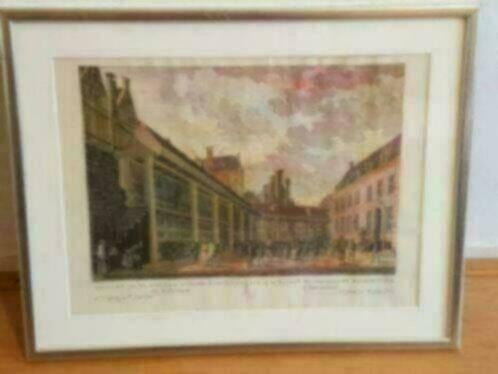 Jongens Burgerweeshuys Amsterdam kopergravure + aquarel 1767, Antiek en Kunst, Kunst | Etsen en Gravures, Ophalen