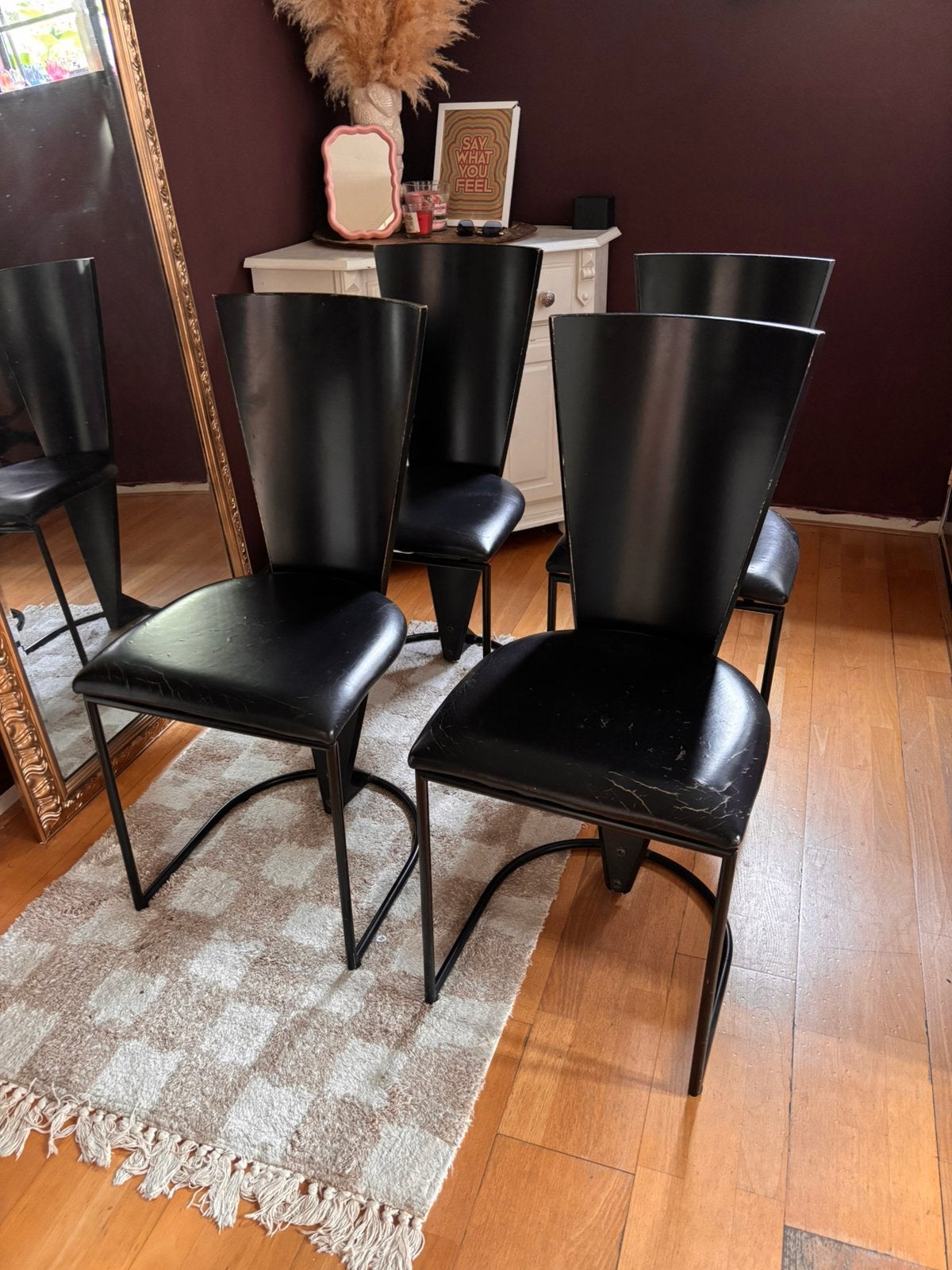 Vintage Harvink Zino designstoelen – set van 4, Gebruikt, Zwart, Vier, Leer