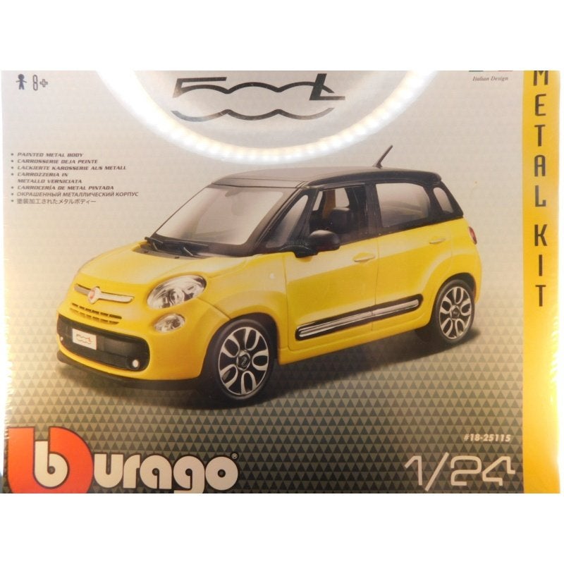 Bburago Fiat 500L Geel-Zwart 1:24, Info@geerligsdejong.com, E&r Modelauto Geerligs/de Jong, Groter dan 1:32, Nieuw