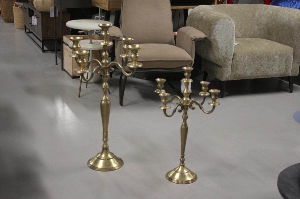 2 x kandelaar Elliot Light & Living metaal goud, 50 tot 75 cm, Ophalen of Verzenden, Zo goed als nieuw, Metaal
