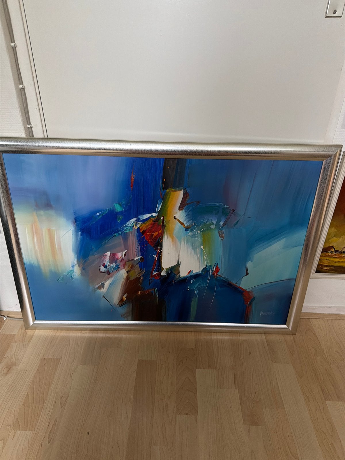Abstract kunstwerk Jan van Hussen - Acryl/Olie op doek, Antiek en Kunst, Ophalen of Verzenden